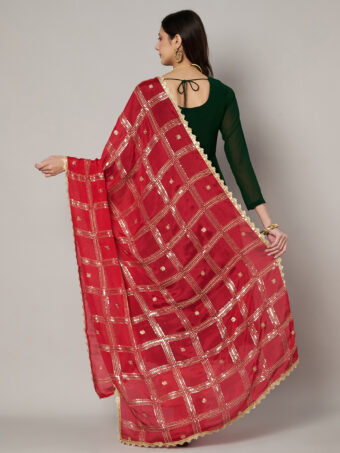 MUFFLY Maroon Chinnon Dupatta with Sequence Embroidery Work - Image 4