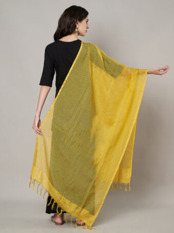 MUFFLY Women Mustard Cotton Solid Dupatta - Image 5