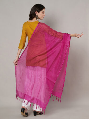 MUFFLY Women Pink Cotton Solid Dupatta - Image 5