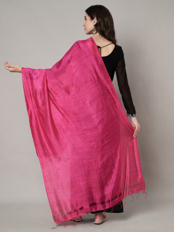 MUFFLY Women Pink Cotton Solid Dupatta - Image 5