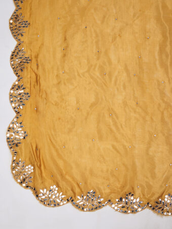 MUFFLY Women Mustard Silk Embroidered Dupatta - Image 6