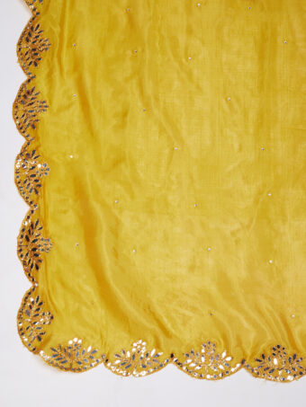 MUFFLY Women Yellow Silk Embroidered Dupatta - Image 6