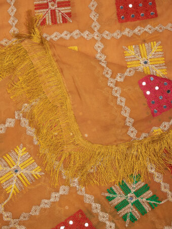 MUFFLY Women Mustard Chiffon Embroidered Dupatta - Image 6