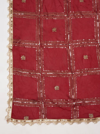 MUFFLY Maroon Chinnon Dupatta with Sequence Embroidery Work - Image 6
