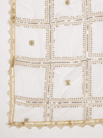 MUFFLY White Chinnon Dupatta with Sequence Embroidery Work - Image 5