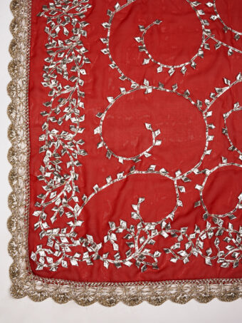 MUFFLY Red Georgette Handcrafted Dupatta with Gotta Patti Work - Image 3
