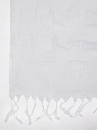 MUFFLY Women White Cotton Self Design Dupatta - Image 6