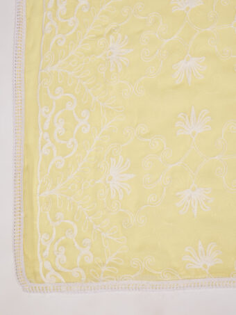 MUFFLY Women Embroidered Chiffon Yellow Dupatta - Image 7