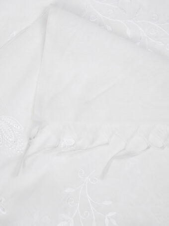 MUFFLY Women Embroidered Chanderi Cotton White Dupatta - Image 6