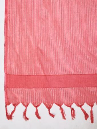 MUFFLY Women Peach Cotton Self Design Dupatta - Image 2