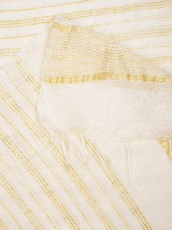 MUFFLY Women White Cotton Stripes Dupatta - Image 6