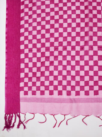 MUFFLY Women Pink Cotton Checks Dupatta - Image 6