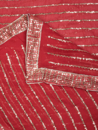MUFFLY Women Maroon Silk Embellished Dupatta - Image 6