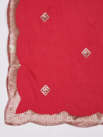 MUFFLY Women Red Chiffon Embellished Dupatta - Image 6