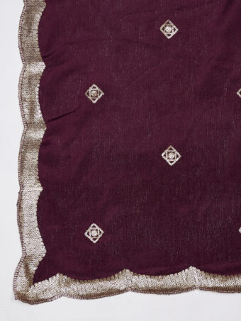 MUFFLY Women Purple Chiffon Embellished Dupatta - Image 6