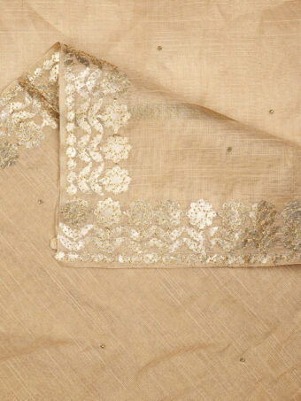 MUFFLY Women Gold Silk Embroidered Dupatta - Image 6