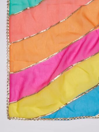 MUFFLY Women Multi-Color Chiffon Colorblock Dupatta - Image 6