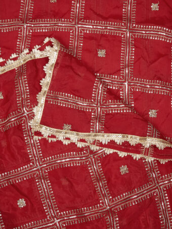 MUFFLY Maroon Chinnon Dupatta with Sequence Embroidery Work - Image 7