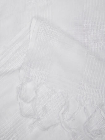 MUFFLY Women White Cotton Self Design Dupatta - Image 7