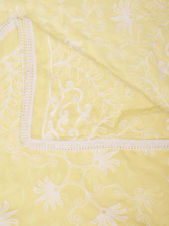 MUFFLY Women Embroidered Chiffon Yellow Dupatta - Image 6