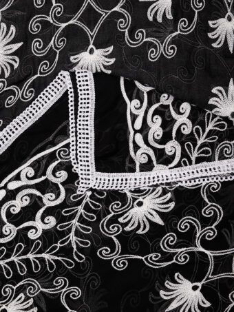 MUFFLY Women Embroidered Chiffon Black Dupatta - Image 7