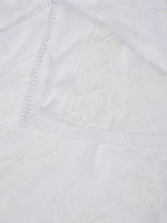 MUFFLY Women Embroidered Chiffon White Dupatta - Image 7