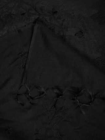MUFFLY Women Embroidered Chanderi Cotton Black Dupatta - Image 7