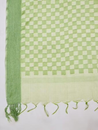 MUFFLY Women Green Cotton Checks Dupatta - Image 7