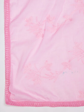 MUFFLY Women Pink Cotton Floral Dupatta - Image 7