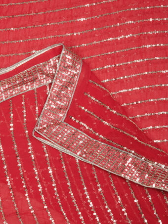 MUFFLY Women Red Silk Embellished Dupatta - Image 7