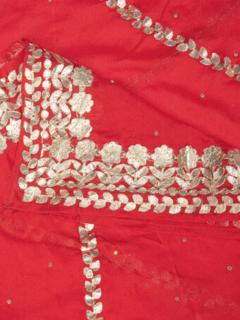 MUFFLY Women Red Silk Embellished Dupatta - Image 7