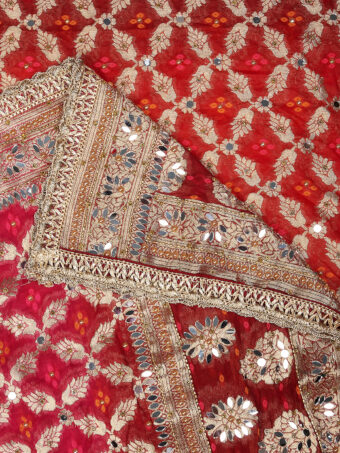 MUFFLY Georgette Tie Dye Bandhani Multi Color Dupatta with Heavy Embroidery Cut Stone Work - Image 8