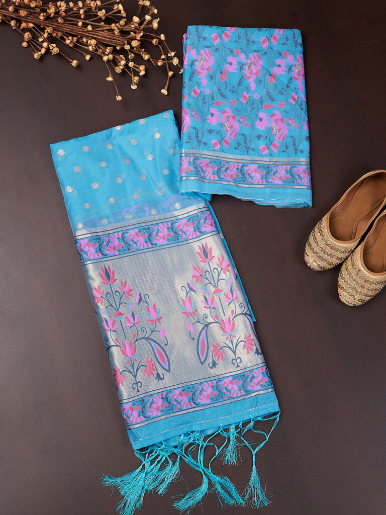 Muffly Womens Cotton Self Design Unstitched Dress Material with Dupatta