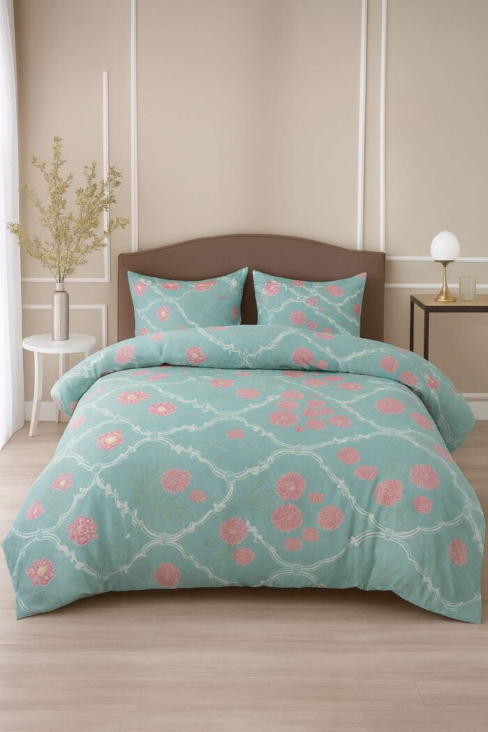 INDHOME LIFE Floral Ogee Bedsheet Set - Soft Cotton Blend with 2 Pillow Covers