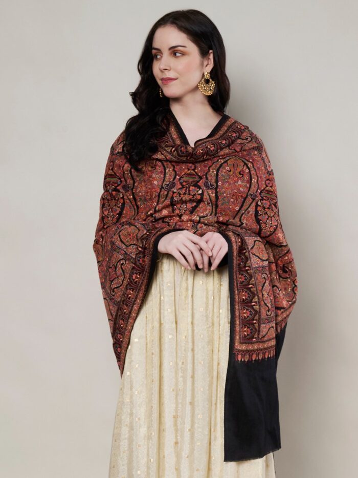 Muffly Fine Wool Paisley Shawl with Elegant Border – 40x80 Inches
