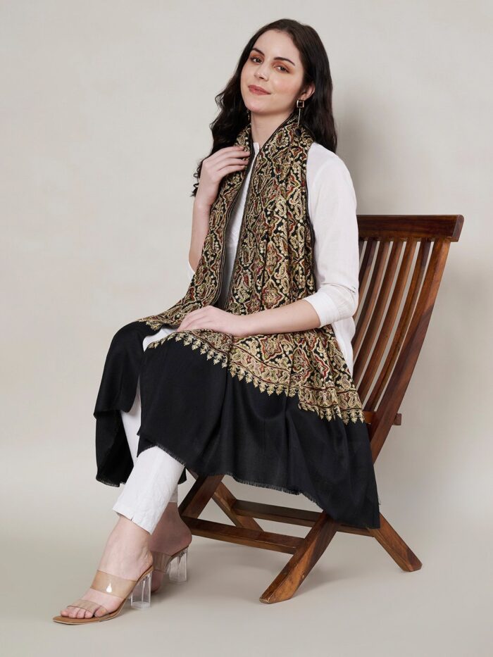 Muffly Kashmiri Jaal Shawl Woolen Weave – Elegant Traditional 40x80 Inches