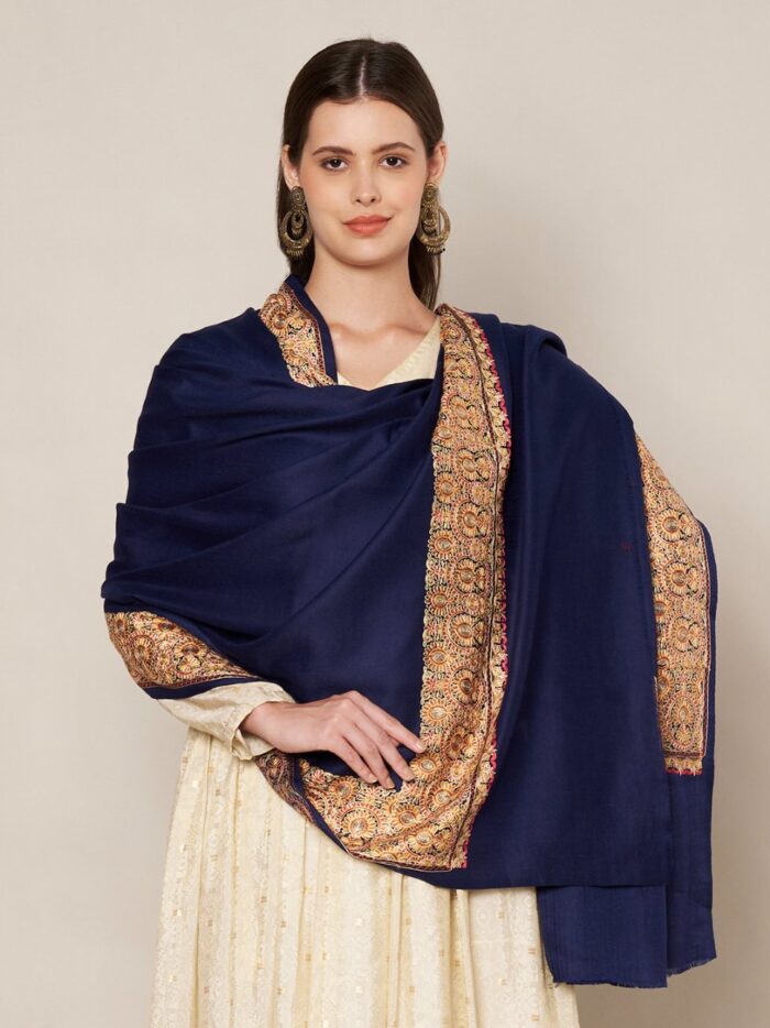 MUFFLY Luxury Wool Blend Designer Shawl for Women with Border – 40x80 Inches Wrap