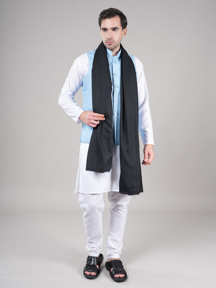 MUFFLY Fine Wool Plain Shawl for Men – 40x80 Minimalist Wrap