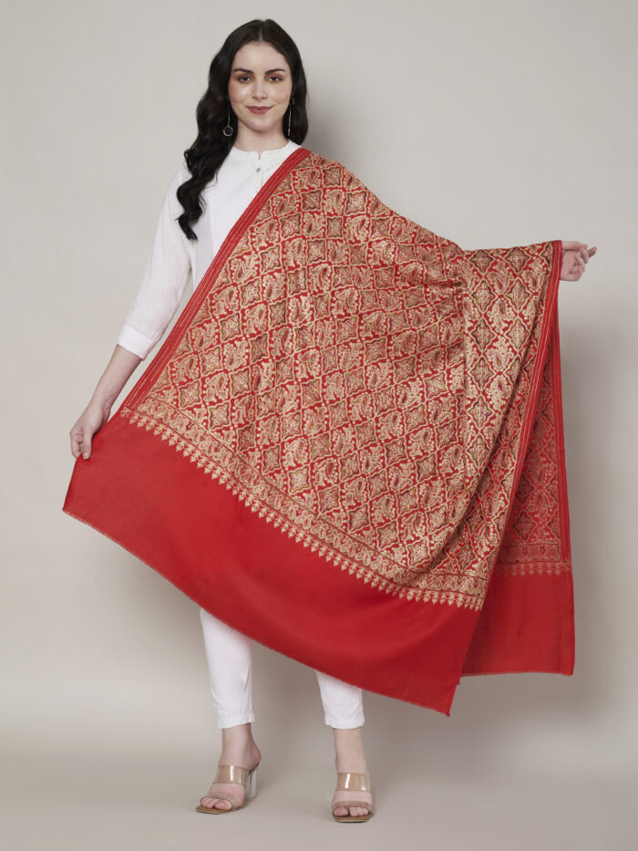 Muffly Kashmiri Jaal Shawl Woolen Weave – Elegant Traditional 40x80 Inches