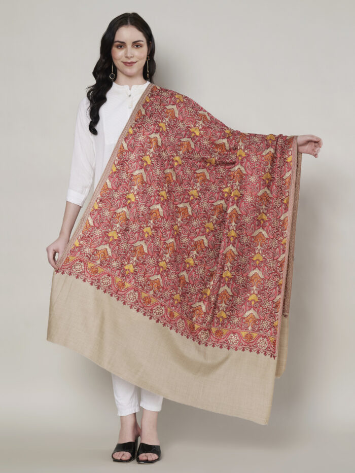 Muffly Embroidery Shawl Woolen 40x80 Inches – Elegant Traditional Wrap