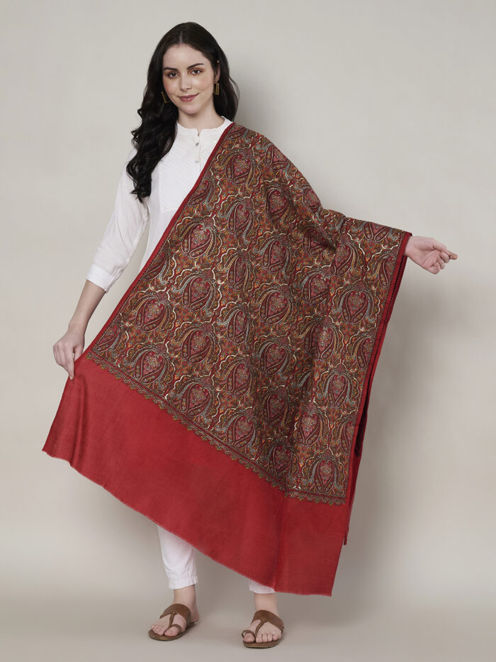 Muffly Fine Wool Paisley Shawl with Elegant Border – 40x80 Inches