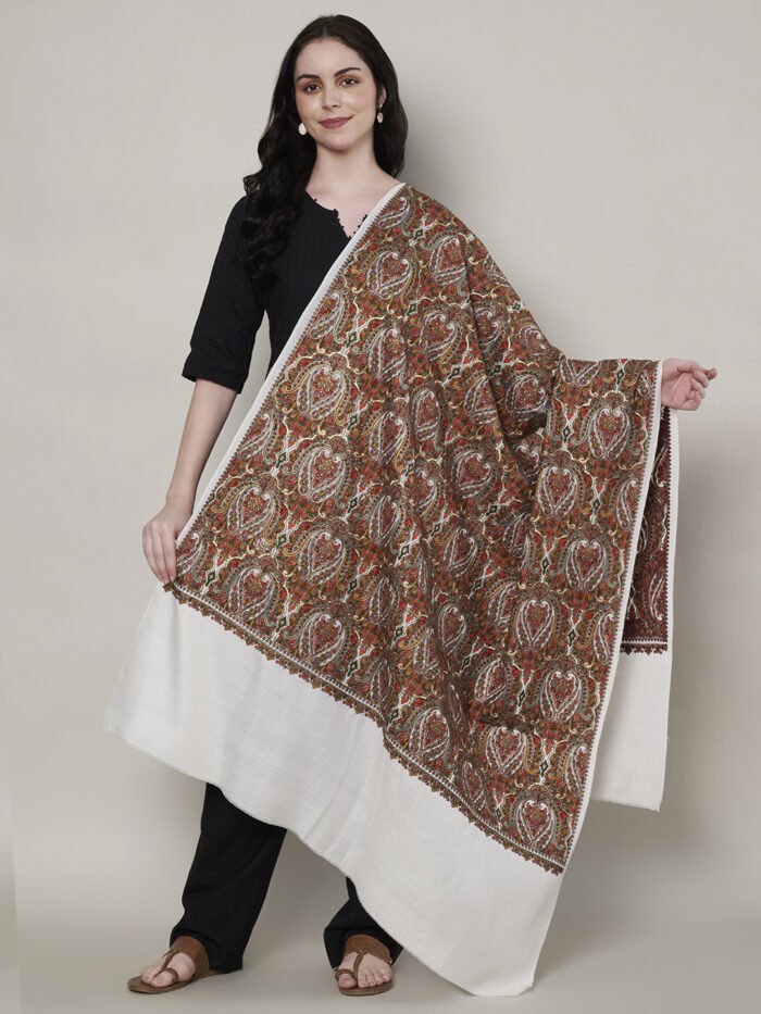 Muffly Fine Wool Paisley Shawl with Elegant Border – 40x80 Inches