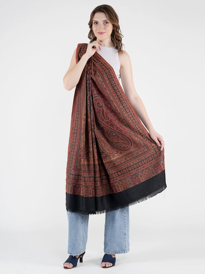 MUFFLY Jamawar Wool Shawl for Women – 40x80 Traditional Paisley Wrap