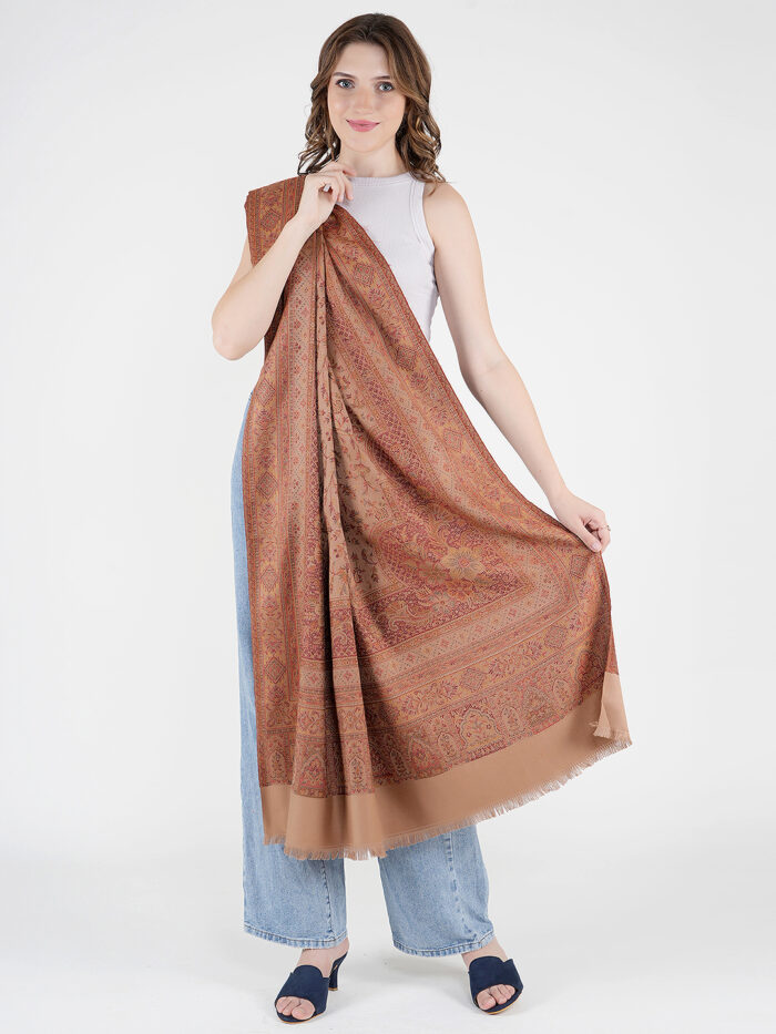MUFFLY Jamawar Wool Shawl for Women – 40x80 Traditional Paisley Wrap