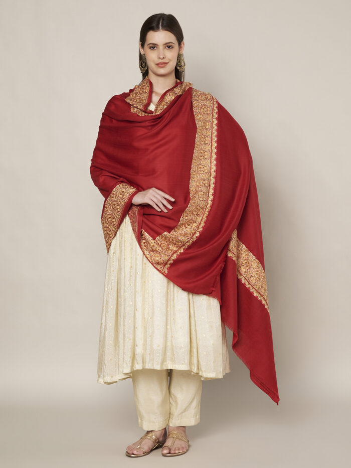 MUFFLY Luxury Wool Blend Designer Shawl for Women with Border – 40x80 Inches Wrap