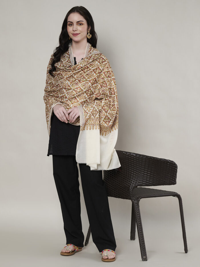 Muffly Kashmiri Jaal Shawl Woolen Weave – Elegant Traditional 40x80 Inches
