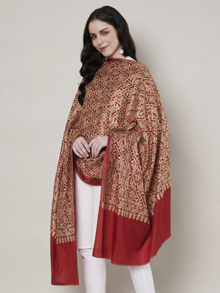 Muffly Kashmiri Jaal Shawl Woolen Weave – Elegant Traditional 40x80 Inches