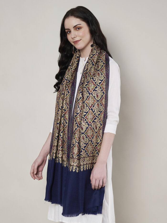 Muffly Kashmiri Jaal Shawl Woolen Weave – Elegant Traditional 40x80 Inches