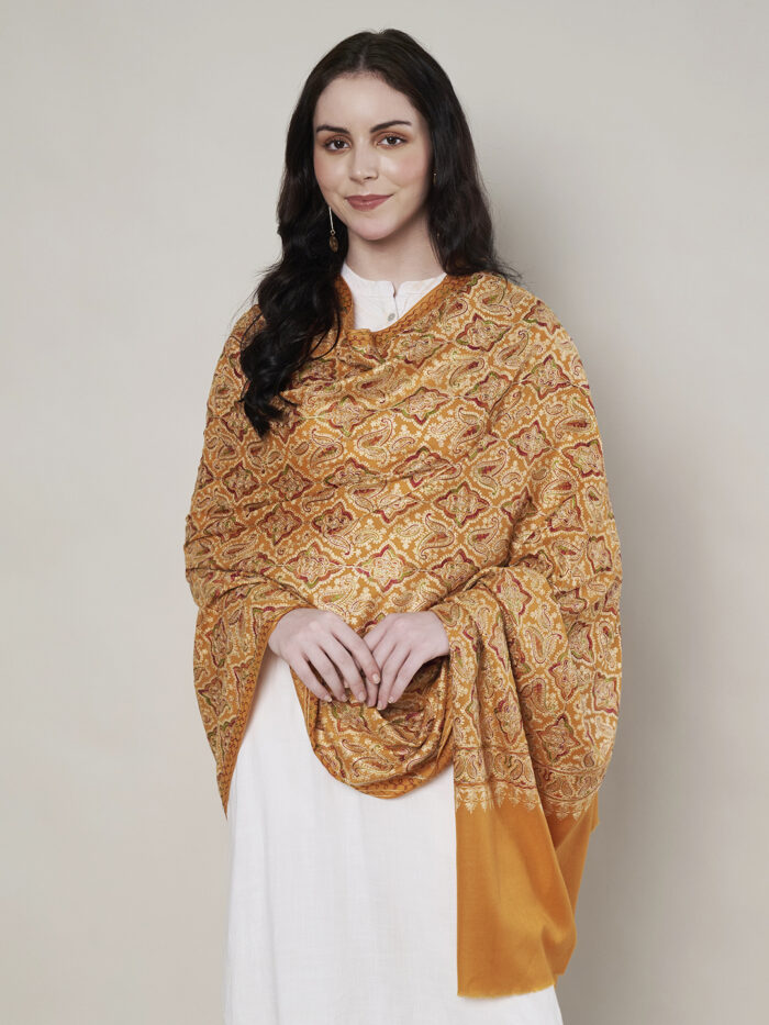 Muffly Kashmiri Jaal Shawl Woolen Weave – Elegant Traditional 40x80 Inches