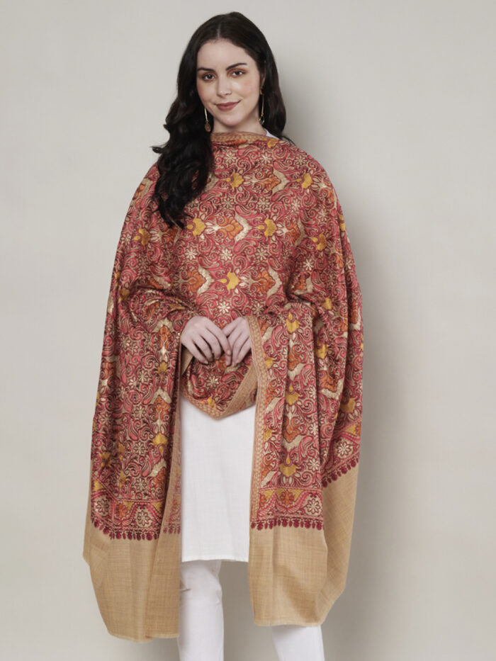 Muffly Embroidery Shawl Woolen 40x80 Inches – Elegant Traditional Wrap